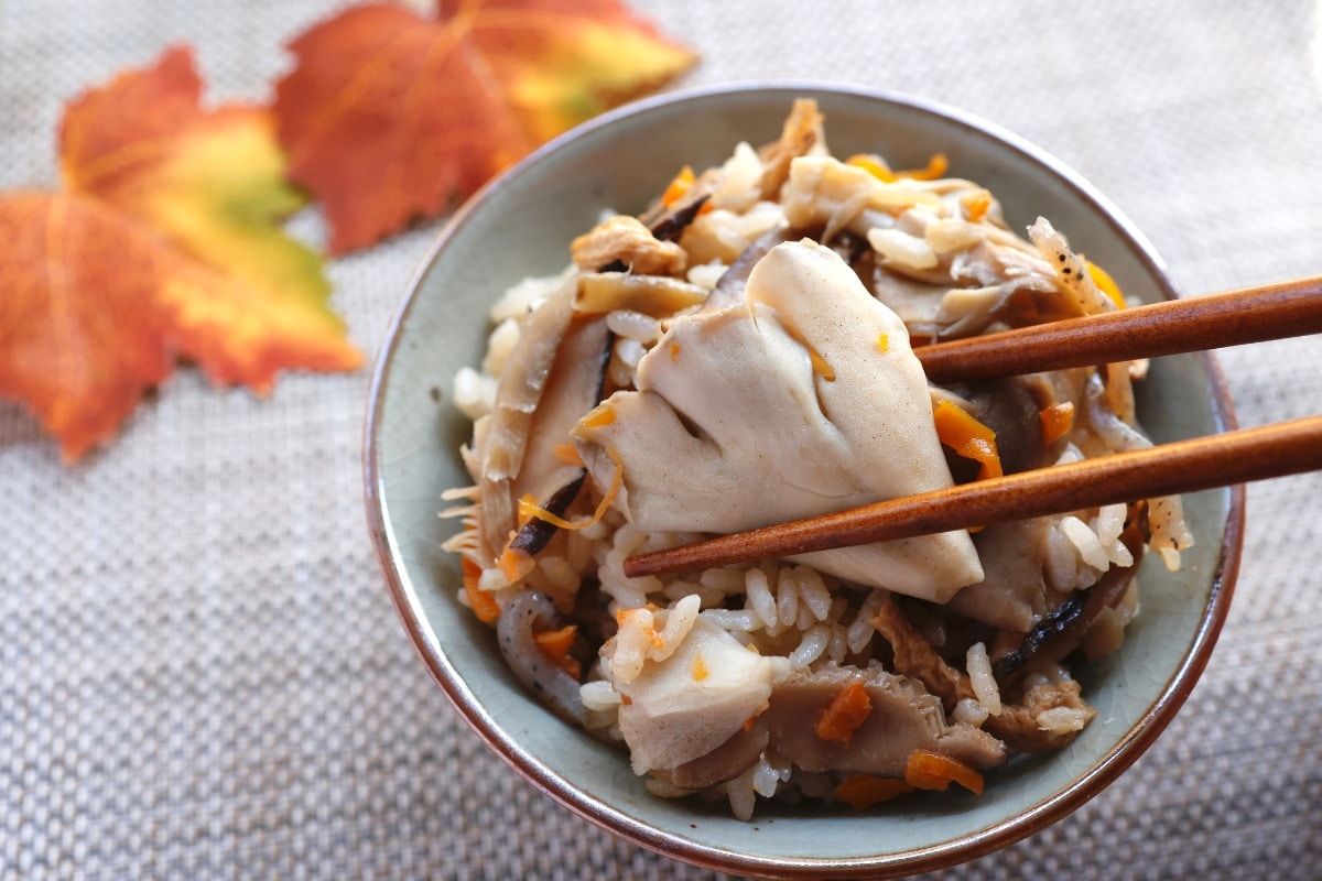 maitake fried rice dish